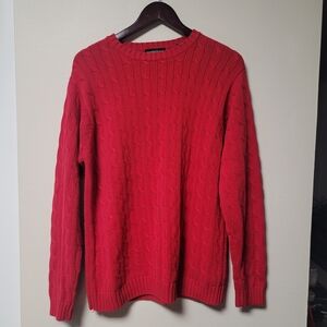 Joseph & Lyman Mens Medium Red Cable Knit Crewneck Sweater Classic Office